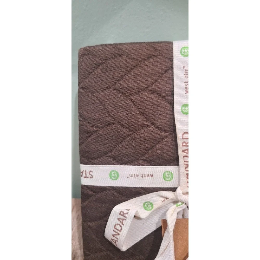 1 West Elm Braided Matelasse Standard Sham Brown 100% Organic Cotton
